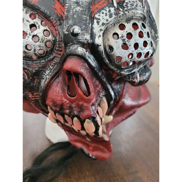 Halloween Vintage Rubber Red Devil w/Horns Vintage Mask Costume Mask - Picture 4 of 10